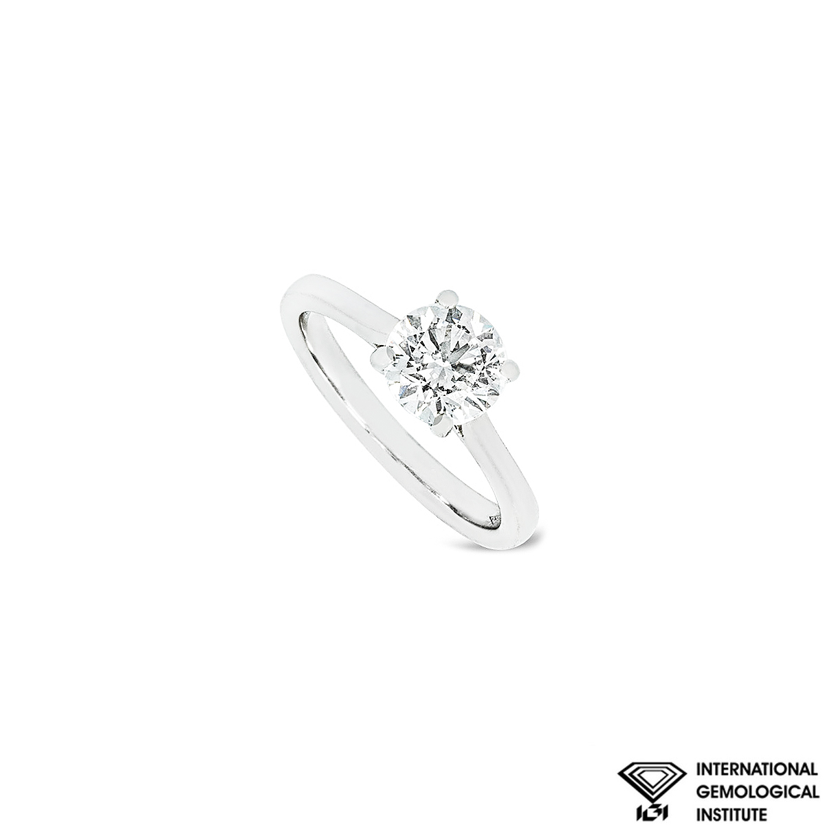 White Gold Round Brilliant Cut Lab Grown Diamond Ring 1.41ct F/VS1